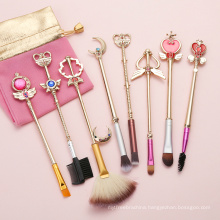 8 Pcs Cartoon Magic Stick  Anime Sailor Moon Makeup Brush Set  For Girls Gift